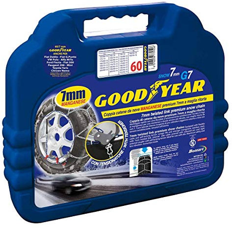 Goodyear Catene da Neve G7, Catene Neve 7 mm, Catene Auto Omologate TUV e GS Onorm, Taglia 120, per R14 - R20 (Misure per Pneumatici Dettagliate all'Interno)