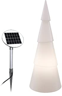8 seasons design Shining Tree 3D Solar LED Weihnachtsbaum rund (100 cm, weiß) inkl. Solarmodul und LED in warmweiß, XXL beleuchteter Tannenbaum, Weihnachtsdeko, Winterdeko, Solarlicht für außen