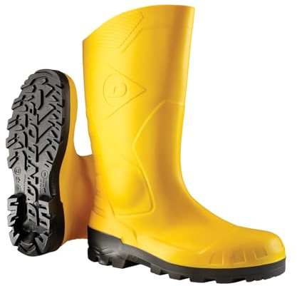 Dunlop Devon - Unisex vattentäta Wellington arbetsstövlar med full säkerhet, S5-certifierade antistatiska och kemikaliebeständiga PVC-gummistövlar med stålhätta för industriellt och lantligt arbete,