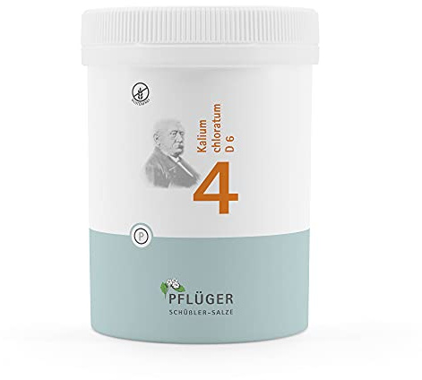 PFLÜGER Schüßler-Salz Nr. 4 Kalium chloratum D6, 1000 Tabletten | Das Salz der Schleimhäute, Schüssler Salze, glutenfrei, Arzneimittel