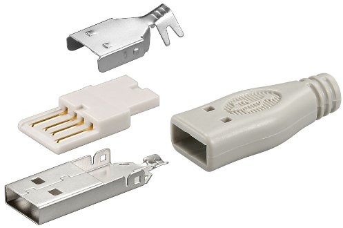 5er Set USB A Stecker - Lötversion inkl. Tülle