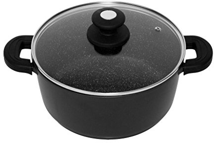 Schumann Professionnel - Faitout 24cm 6,8L - Compatible Tous Feux dont Induction - Fonte d'Aluminium sans PFOA - Poignées en Silicone - Couvercle en Verre Inclus