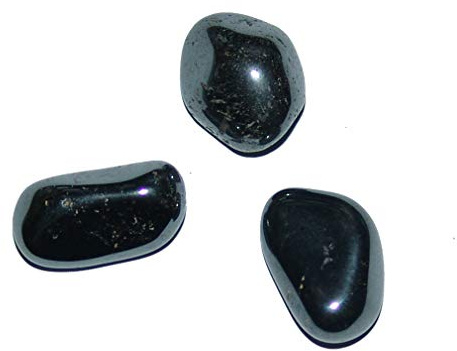 3 Stück Hämatit auch Blutstein genannt Trommelsteine Handschmeichler gute Polierung grau glänzend ca. 20-25 mm.(4145)