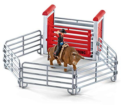 SCHLEICH 41419 Bull Riding mit Cowboy, Spielzeug ab 3 Jahren, Farm World - Spielset