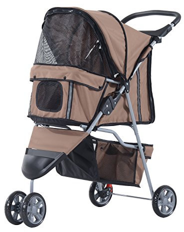 PawHut Hundewagen Hundebuggy Buggy Hunde Katzen Pet Stroller Hunde Buggy Kaffeebraun