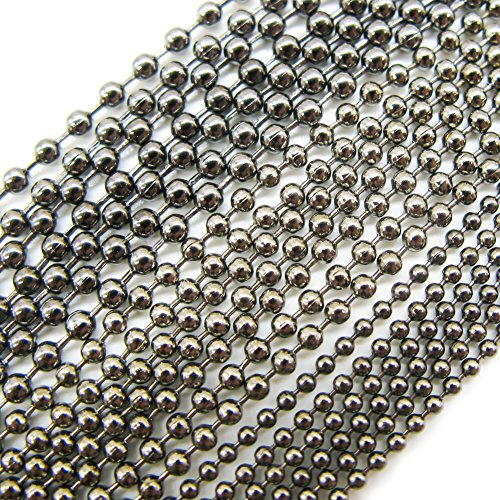 TOAOB Kugelkette Schwarz Edelstahl Set 1,5mm 2mm 2,4mm Durchmesser Edelstahlkette Meterware Perlen Rollenkette 9 Meter für DIY Schmuckherstellung Halsketten Armbänder Schlüsselanhänger