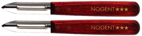 Nogent*** 01210J Lot de 2 Eplucheurs avec 2 Tranchants Lame en INOX 18/8 + Manche en Bois de Charme Merisier