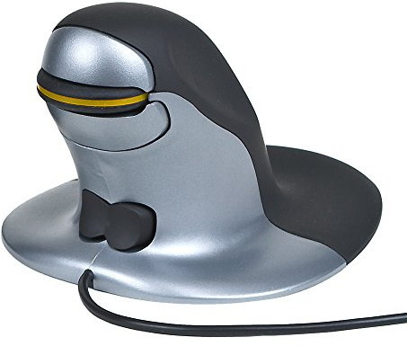 Posturite Penguin Ambidextrous Vertical souris USB Laser 1200 DPI Ambidextre Noir, Argent - Souris (Ambidextre, Laser, USB, 1200 DPI, Noir, Argent)