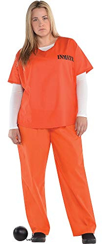 (PKT) (845522-55) vuxna damer orange fängslad kostym (UK 18-20)
