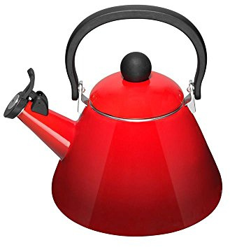 Le Creuset Kone Stove-Top Kettle with Whistle, Suitable for All Hob Types Including Induction, Enamelled Steel, Capacity: 1.6 L, Cerise, 40101020600000