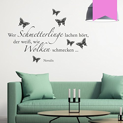 WANDKINGS Wandtattoo Wer Schmetterlinge lachen hört, der weiß, wie Wolken schmecken … (Novalis) 50 x 34 cm Flieder - erhältlich in 33 Farben