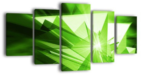 Leinwandbild Grüne Dynamik LW348 Wandbild, Bild auf Leinwand, 5 Teile, 210 x 100 cm, Kunstdruck Canvas, XXL Bilder, Keilrahmenbild, fertig aufgespannt, Bild, Holzrahmen, Technik, Bunt, Sound
