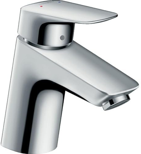 hansgrohe Logis - grifo lavabo sin desagüe, grifo monomando lavabo 67 mm, mezclador monomando lavabo ahorro de agua (EcoSmart), cromo, 71071000