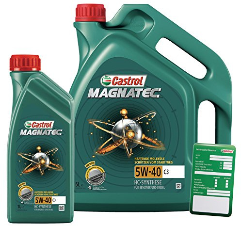 1 L + 5 L = 6 Liter Castrol Magnatec 5W-40 C3 Motoröl inkl. Castrol Ölwechselanhänger