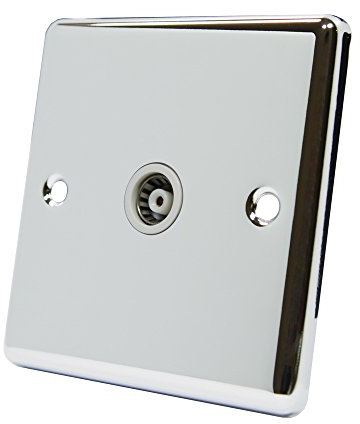 AET CPC1GTVWH Polished Chrome Classical TV White Insert-1 Gang Coaxial Female Socket