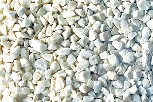 BURI Marmorkiesel weiß 25 kg Zierkies Marmorsplitt 9-12mm Marmorkies weiß Naturstein Kies Weiss Gartendekoration Kieselsteine kleine Steine Deko-Steinchen Steingarten Gartengestaltung
