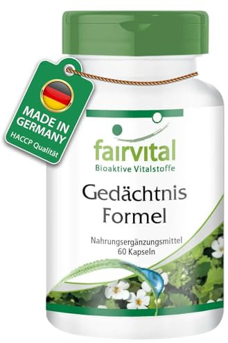 Fairvital | Memory Formula - Vegan - HIGH Dosage - 60 Capsules - with brahmi (Bacopa monnieri), Ginkgo and More