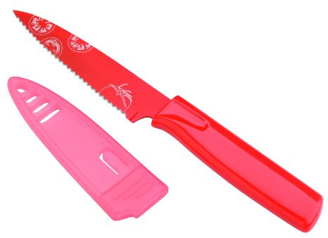 Kuhn Rikon 22966 Colori Farmer Market Rüstmesser, rot gezackt