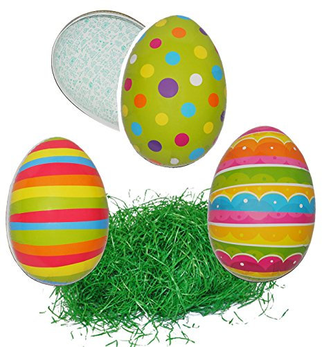 alles-meine.de GmbH Set Ostergras & 10 Füll - Pappeier - 15 cm - Kunterbunt - Punkte Streifen - bunt Gepunktet - Osterei/Ei zum befüllen - Deko Pappe Papp Pappeier Dekoei Pap..
