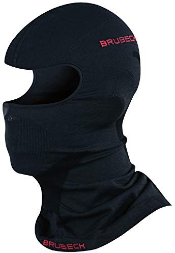 BRUBECK Maske Sturmhaube | Gesichtshaube Snowboard | Ski Balaclava | atmungsaktive Schwarze Gesichtsmaske Skimaske | Skiing | Langlauf | 41% Merino | Gr. S - M | Black | KM10370 | X-FACE
