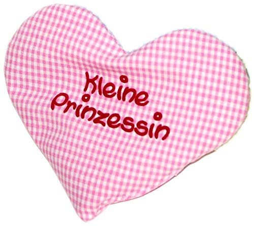 Herzkissen mit Spruch für Babys Wärmekissen mit Rapssamen Rapskissen mit Spruch Körnerkissen Personalisiertes Kissen zum wärmen, Größe: ca.15x17cm (Rosa Kleine Prinzessin)