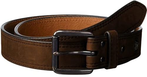 ARIAT Men's Double-Stitched Leather Roller Buckle Western Belt, Brown, 40
