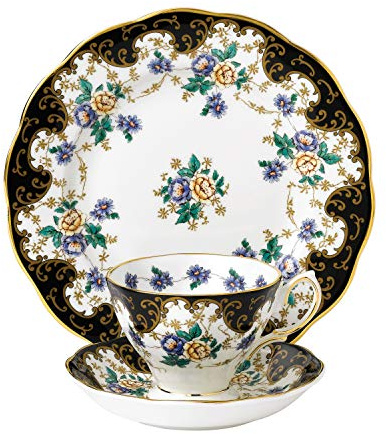 Royal Albert 105 100 Years 40017587 1910-Taza de té, platillo, Plato de 20 cm, Juego de 3 Piezas, Porcelana, Duquesa, 3-Piece, 3