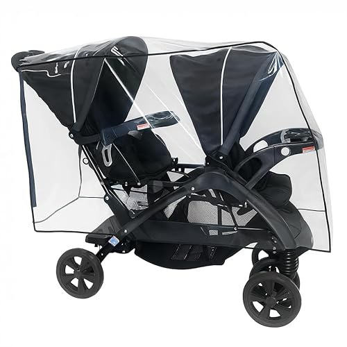 SASHA'S Rain and Wind Cover for Both Baby Trend Sit N Stand Ultra Stroller & Baby Trend Sit N Stand Double Stroller,Clear with Ventilation (Stroller not Included) Made in USA