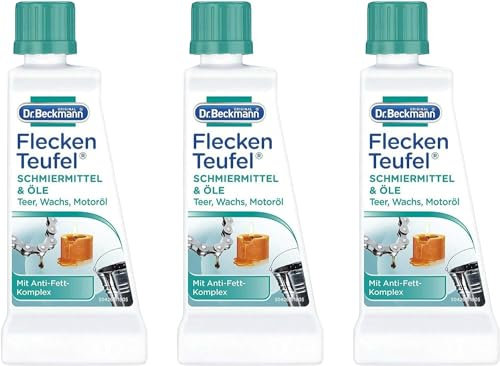 Dr. Beckmann Fleckenteufel Schmiermittel & Öle 3 x 50 ml | Mit Anti-Fett-Komplex | Fleckenentferner