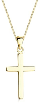 Elli Premium Halskette Damen Kreuz Anhänger Klassisch aus 375 Gelbgold