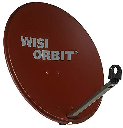 WISI Orbit Line Satelliten Offset-Antenne OA36I in Rotbraun – 60cm Reflektor mit 40mm LNB-Halterung, Feedarm und Mastschellen – Komplette Sat Antenne mit Montagezubehör