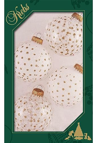 Glass Christmas Tree Ornaments - 67mm/2.63 [4 Pieces] Decorated Balls from Christmas by Krebs Seamless Hanging Holiday Decor