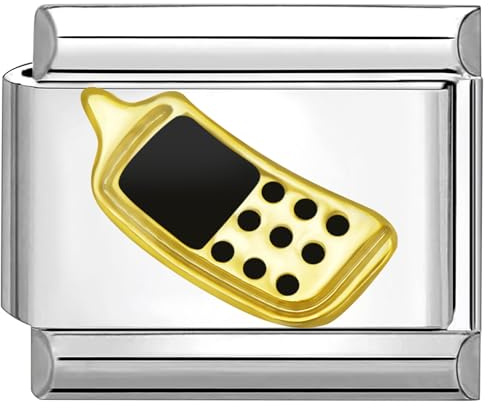 Quiges - 9mm Italian Style Charm Modul Edelstahl Telefon für Italienische Armbänder