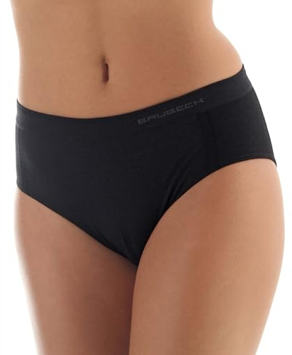 1x Brubeck Femme Slip Classique Mérinos | Respirant | Sport | Thermique | Sous-vêtement Fonctionnel | Brief | Culotte | 39% Laine Mérinos | HI10080 L Noir