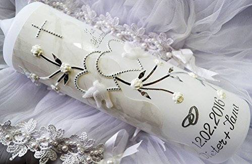 Kerzenzauber-Lusine VH-044 – Vela para boda 250/70 mm, inkl. Zubehör zum Schreiben