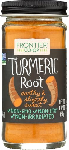 Frontier Co-op Ground Turmeric Root, 1.92 Ounce Bottle, Distinct Pungent Aroma, Ginger & Pepper-Like Flavor, Kosher, Non-GMO
