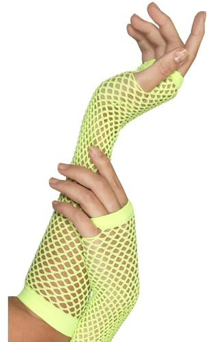 Smiffys - Guantes de red sin dedos, color rosa