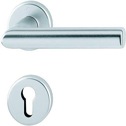 Hoppe Amsterdam Aluminium F1 Natur Rosettengarnitur 1400/42KV/42KVS, PZ Profilzylinder
