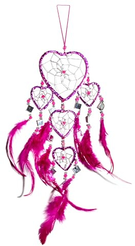 45cm x 16cm Dreamcatcher Traumfänger Herz Pink Pinke Federn Spiegel