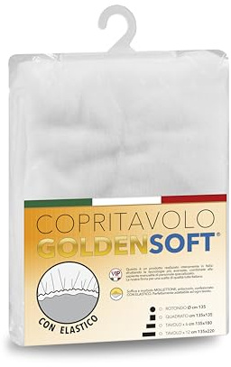 V.I.P. VERY IMPORTANT PILLOW Copritavolo Mollettone Goldensoft Bianco Rotondo diam. 135cm