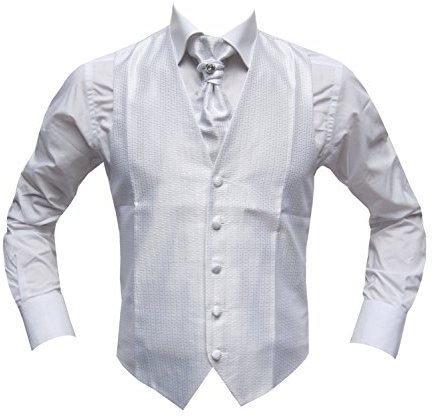 MMUGA Hochzeit westen Set mit Plastron Weiß 56