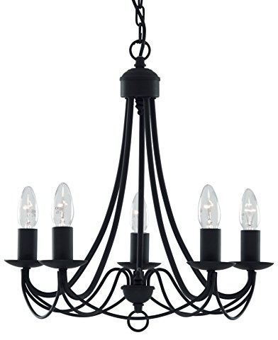 Searchlight Maypole - 5 Light Multi Arm Deckenanhänger Schwarz, E14