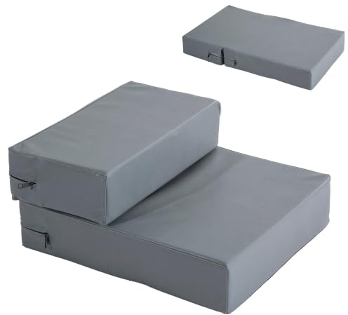 PawHut Tiertreppe Tierunterlage Klappbar Hundetreppe Treppe Unterlage für Katze und Hunde Grau L42 x B39 x H20 cm