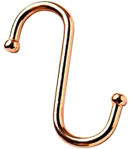 Merriway BH03899 (12 Pcs) Coppered Kitchen Utility Rack S-Hook, Ball End 75mm (3 inch) - Pack of 12 Pieces