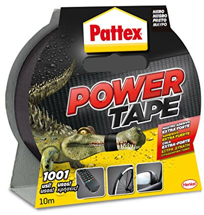 Pattex Power Tape, Nastro Telato Americano, Nastro Isolante Extra Forte per Carichi Pesanti, Per Tutti i Materiali, Impermeabile, Universale, Per Riparazioni, Fissaggio, Imballaggio, Nero, 48mmx10m
