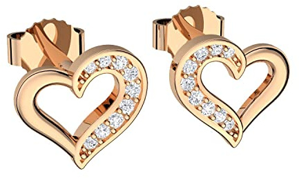 Ohrstecker Herz Rosegold Ohrringe Zirkonia hochwertig vergoldet! + inkl. Luxusetui + Zirkonia Ohrringe Rosegold vergoldet Etuigravur Ich liebe ich Zirkoniaohrringe FF19 VGRSZIFA