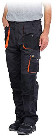 REIS FORECO-T SBP48 Pantaloni da Lavoro per Uomo, Protettivi, Antitaglio, Cargo, 80% Poliestere 20% Cotone, Acciaio-Nero-Arancione, Taglia 48