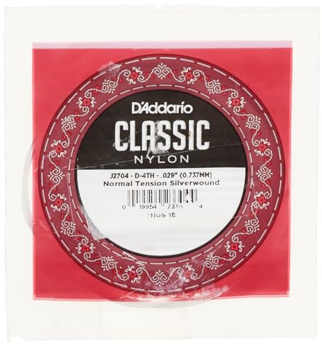 D'Addario J2704, cuerda individual de nailon para guitarra clásica, nivel principiante, tensión normal, cuarta cuerda
