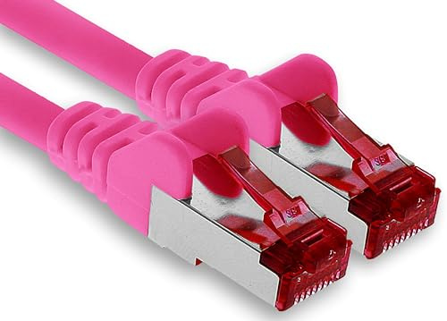 1aTTack.de - 1x 50m CAT6 Patchkabel S/FTP PIMF Schirmung CAT.6 RJ45 Netzwerkkabel Ethernetkabel DSL LAN Router Switch Modem Patchfeld -magenta - 1 Stück