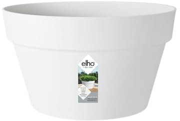 Elho Loft Urban Coupe 35 - Pot De Fleurs pour Extérieur - Ø 34.5 x H 20.2 cm - Blanc/Blanc